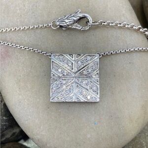 John Hardy Silver Square Pendant Necklace